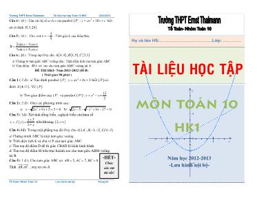 Tài liệu học tập Toán 10-HK1